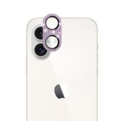 For iPhone 16 Plus 6.7 inch Diamond Bling Camera Lens Full Tempered Glass - Purple