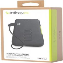 InfinityLab InstantGo 10000 - 10000mAh Power Bank with Integrated Lightning Connector - BLACK (LANE