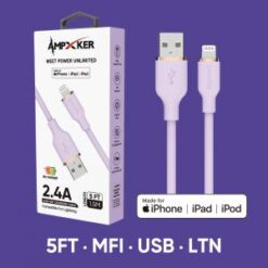 5 FT [USB - LIGHTNING] - MFI Apple Certified - 2.4A Fast Charging Silicone Cable - LightPurple/RoseG
