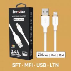 5 FT [USB - LIGHTNING] - MFI Apple Certified - 2.4A Fast Charging Silicone Cable - White/RoseGold (L