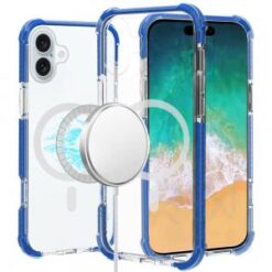 For iPhone 16 Plus 6.7 inch Acrylic [Magnetic Circle] Tough 2.5mm Transparent ShockProof Hybrid - Bl