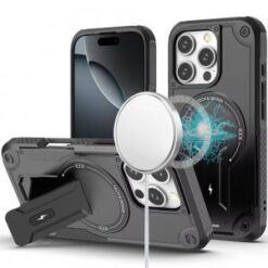 iPhone 16 Pro 6.3 inch Sturdy Bracket Kickstand Magnetic Hybrid - Black
