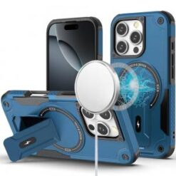 iPhone 16 Pro 6.3 inch Sturdy Bracket Kickstand Magnetic Hybrid - Blue