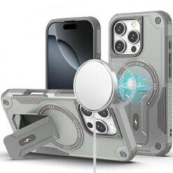 iPhone 16 Pro 6.3 inch Sturdy Bracket Kickstand Magnetic Hybrid - Grey