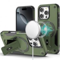 iPhone 16 Pro 6.3 inch Sturdy Bracket Kickstand Magnetic Hybrid - Midnight Green
