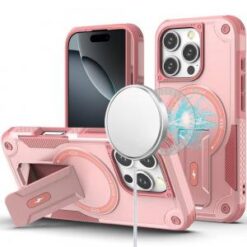 iPhone 16 Pro 6.3 inch Sturdy Bracket Kickstand Magnetic Hybrid - Pink