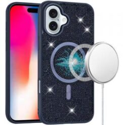 iPhone 16 6.1 inch Diamond [Magnetic Circle] with CD Pattern Hybrid - White