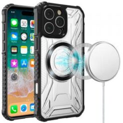 iPhone 16 Pro Max 6.9 inch [Magnetic Circle] CD Pattern Transparent Rugged Hybrid - Black