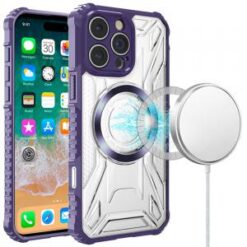 iPhone 16 Pro Max 6.9 inch [Magnetic Circle] CD Pattern Transparent Rugged Hybrid - Purple