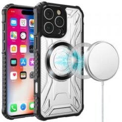 iPhone 16 Pro 6.3 inch [Magnetic Circle] CD Pattern Transparent Rugged Hybrid - Black