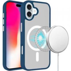 iPhone 16 6.1 inch Dotted Edged Line Transparent HQ Magnetic Ring Stand Hybrid - Black