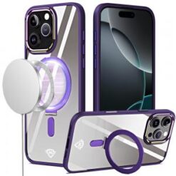 iPhone 16 Pro Max 6.9 inch Dazzle Magnetic Ring Stand Alloy Chrome Transparent Hybrid Case Cover