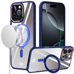 iPhone 16 Pro Max 6.9 inch Dazzle [Magnetic Circle] Kickstand Alloy Chrome Transparent Hybrid -