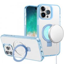 iPhone 16 Pro Max 6.9 inch Dotted Edged Line Transparent HQ Magnetic Ring Stand Hybrid - Light B