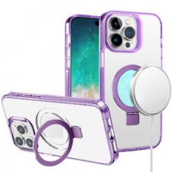 iPhone 16 Pro Max 6.9 inch Dotted Edged Line Transparent HQ Magnetic Ring Stand Hybrid - Light P