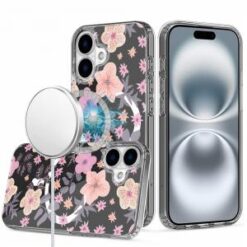 iPhone 16 6.1 inch Matching Clear Transparent Circle Design Case Cover - Light Green