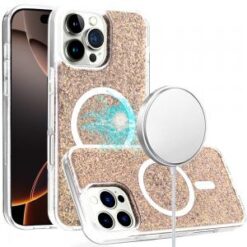 iPhone 16 Pro Max 6.9 inch Epoxy Glitter [Magnetic Circle] ShockProof Hybrid 2.5mm Thick - Gold