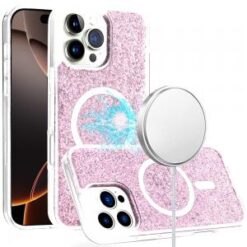 iPhone 16 Pro Max 6.9 inch Epoxy Glitter [Magnetic Circle] ShockProof Hybrid 2.5mm Thick - Rose