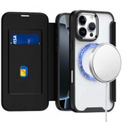 iPhone 16 Pro Max 6.9 inch Flap [Magnetic Circle] Transparent Hybrid - Black