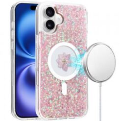 iPhone 16 6.1 inch Greatest Clear Acrylic Thick Metal Button Hybrid - Burgundy