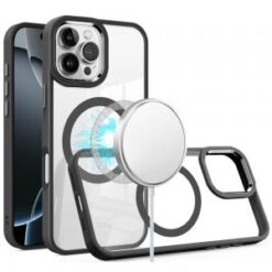 iPhone 16 Pro Max 6.9 inch Greatest Clear Acrylic Thick Metal Button Hybrid - Black