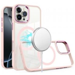 iPhone 16 Pro Max 6.9 inch Greatest Clear Acrylic Thick Metal Button Hybrid - Light Pink