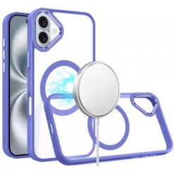 For iPhone 16 Plus 6.7 inch Greatest Clear Acrylic Thick Metal Button Hybrid - Light Purple