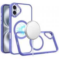 iPhone 16 6.1 inch Hoop Kickstand [Magnetic Circle] HD Transparent Chrome Hybrid - Black
