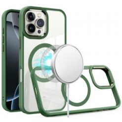 iPhone 16 Pro 6.3 inch Greatest Clear Acrylic Thick Metal Button Hybrid - Midnight Green