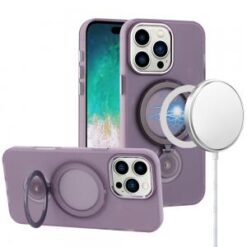iPhone 16 Pro Max 6.9 inch Hoop Kickstand [Magnetic Circle] HD Transparent Chrome Hybrid - Purpl