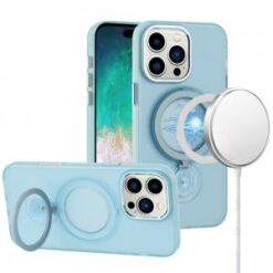 iPhone 16 Pro Max 6.9 inch Hoop Kickstand [Magnetic Circle] HD Transparent Chrome Hybrid - Sky B