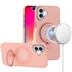 iPhone 16 6.1 inch Hoop Kickstand [Magnetic Circle] HD Transparent Chrome Hybrid - Sky Blue