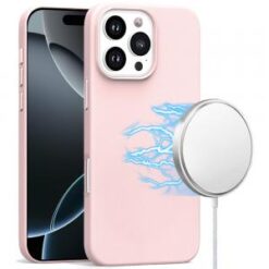 iPhone 16 Pro Max 6.9 inch PU Leather with inner [Magnetic Circle] Colored Metal Buttons - Light