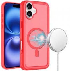 For iPhone 16 Plus 6.7 inch Glossy Oil Premium Hybrid Case Cover - Red