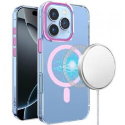 iPhone 16 Pro Max 6.9 inch Matching Clear Transparent Circle Design Case Cover - Light Pink