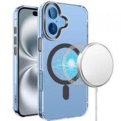 For iPhone 16 Plus 6.7 inch Matching Clear Transparent Circle Design Case Cover - Black