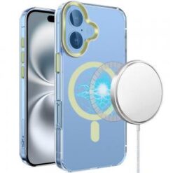For iPhone 16 Plus 6.7 inch Matching Clear Transparent Circle Design Case Cover - Light Green