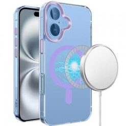 For iPhone 16 Plus 6.7 inch Matching Clear Transparent Circle Design Case Cover - Purple