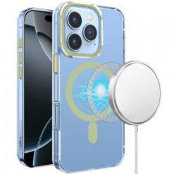 iPhone 16 Pro 6.3 inch Matching Clear Transparent Circle Design Case Cover - Light Green