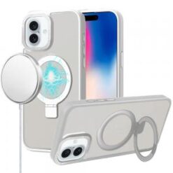 iPhone 16 6.1 inch Metal Chrome Kickstand [Magnetic Circle] Shockproof Matching Camera Hybrid -