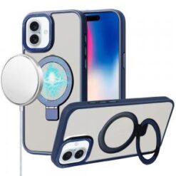 iPhone 16 6.1 inch Metal Chrome Kickstand [Magnetic Circle] Shockproof Matching Camera Hybrid -