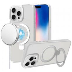 iPhone 16 Pro 6.3 inch Metal Chrome Kickstand [Magnetic Circle] Shockproof Matching Camera Hybri