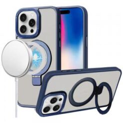 iPhone 16 Pro 6.3 inch Metal Chrome Kickstand [Magnetic Circle] Shockproof Matching Camera Hybri