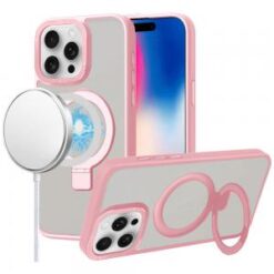 iPhone 16 Pro 6.3 inch Metal Chrome Kickstand [Magnetic Circle] Shockproof Matching Camera Hybri