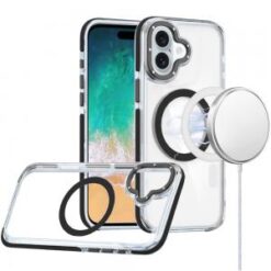 For iPhone 16 Plus 6.7 inch Matching Color Frame Strong Magnetic Ring Circle Transparent HQ Thick Hy