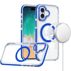 For iPhone 16 Plus 6.7 inch Matching Color Frame Strong Magnetic Ring Circle Transparent HQ Thick Hy