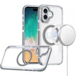 For iPhone 16 Plus 6.7 inch Matching Color Frame Strong Magnetic Ring Circle Transparent HQ Thick Hy