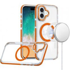 For iPhone 16 Plus 6.7 inch Matching Color Frame Strong Magnetic Ring Circle Transparent HQ Thick Hy