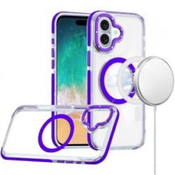 For iPhone 16 Plus 6.7 inch Matching Color Frame Strong Magnetic Ring Circle Transparent HQ Thick Hy