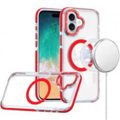 For iPhone 16 Plus 6.7 inch Matching Color Frame Strong Magnetic Ring Circle Transparent HQ Thick Hy